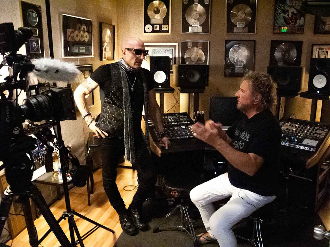 Kenny Aronoff in studio with Sammy Hagar
